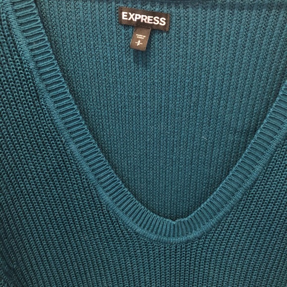 Express Green V-Neck Sweater sz Small - Picture 2 of 5